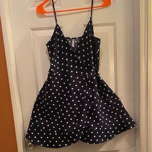 Navy Polka Dot Mini Dress